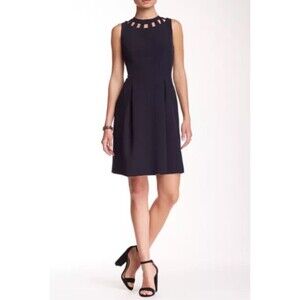 Eliza J Cutout‎ Bi-Stretch Flare Sheath Dress Black Sz 0 Career Formal
